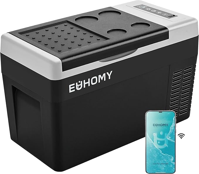 EUHOMY 12 Volt Refrigerator, 26QT(25L) Compressor Electric Cooler APP Control, Car Fridge -4℉~68℉