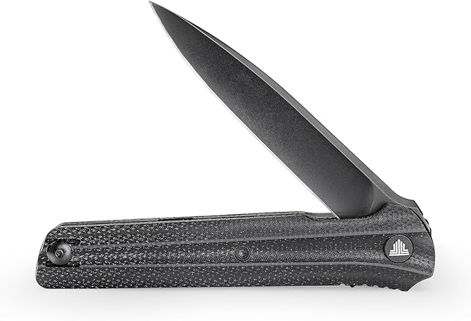 EDC Pocket Knife for Men,Folding Knives with Reversible Clip,Liner Lock 3.4'' Black PVD 14C28N