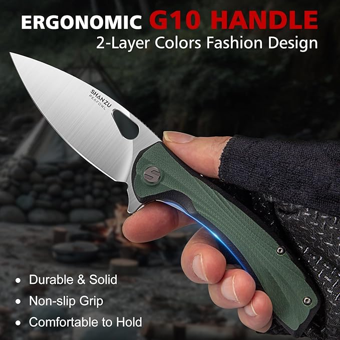 SHAN ZU Pocket Knife 3.2 in, Powder Steel Blade EDC Folding Knife for Men & Women, Utility Survival