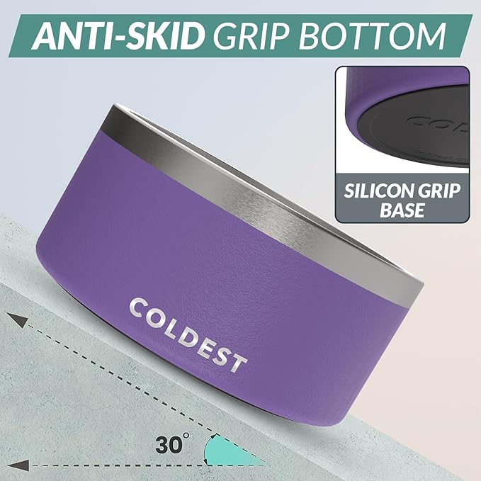 Coldest Dog Bowl - Anti Rust Metal, Non Slip, 3 Layers Insulated Stainless Steel Dog Bowls - Spill