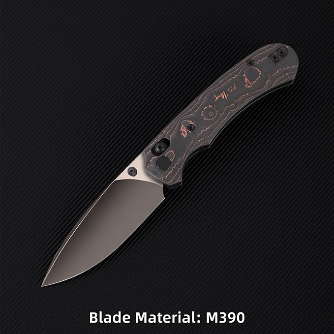 Folding Pocket Knife,3.31” M390 Blade,Erogonomic Titanium Handle,Hunting Survival Knife,EDC Knife