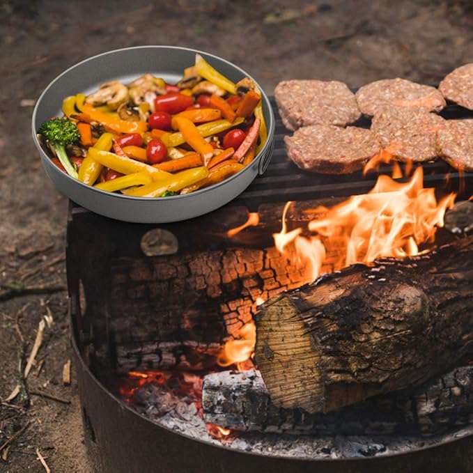 Lixada Ultralight Titanium Frypan Outdoor Camping Hiking Picnic Cooking Frying Pan 750/1000ML