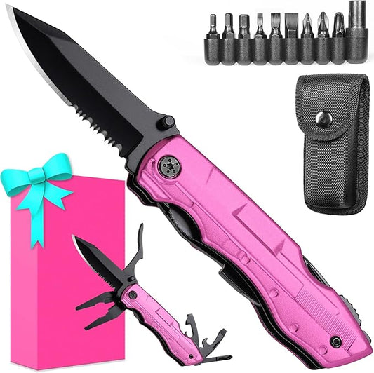 Gifts for Women Wife Girlfriend Her - Mothers Day Gifts, Pin-k Multitool Knife - Christmas Birthday