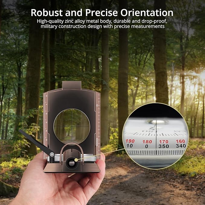 Compass Hiking Survival, IP65 Waterproof Metal Compass with Sighting Clinometer and Carry Bag