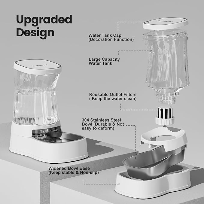 Gardner Pet Automatic Dog Water Dispenser Gravity Stainless Steel Water Waterer Feeder, Large