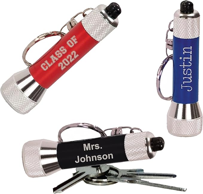 Personalized | Custom Engraved | LED Flashlight | Keychain | Available in 3 Colors