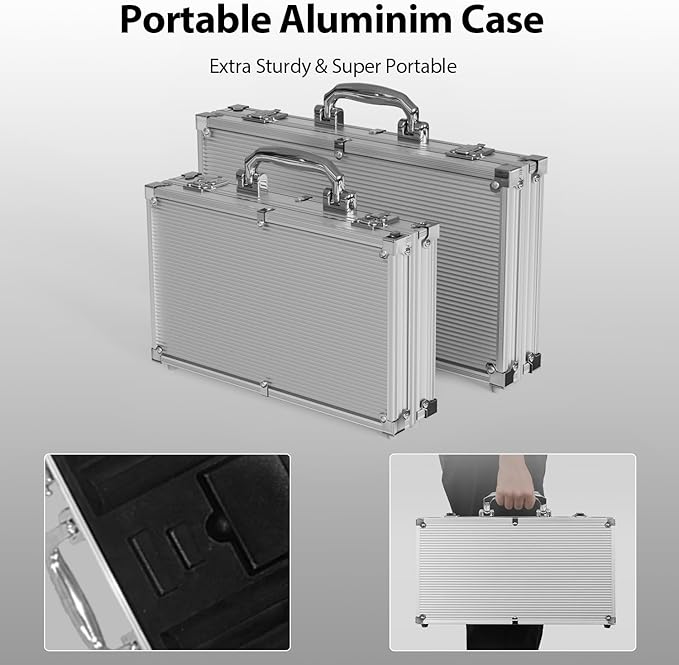 Poker Set 300-pcs with Aluminum Carrying Case & 11.5g Professional Weight Chips 2 Decks Plus 5