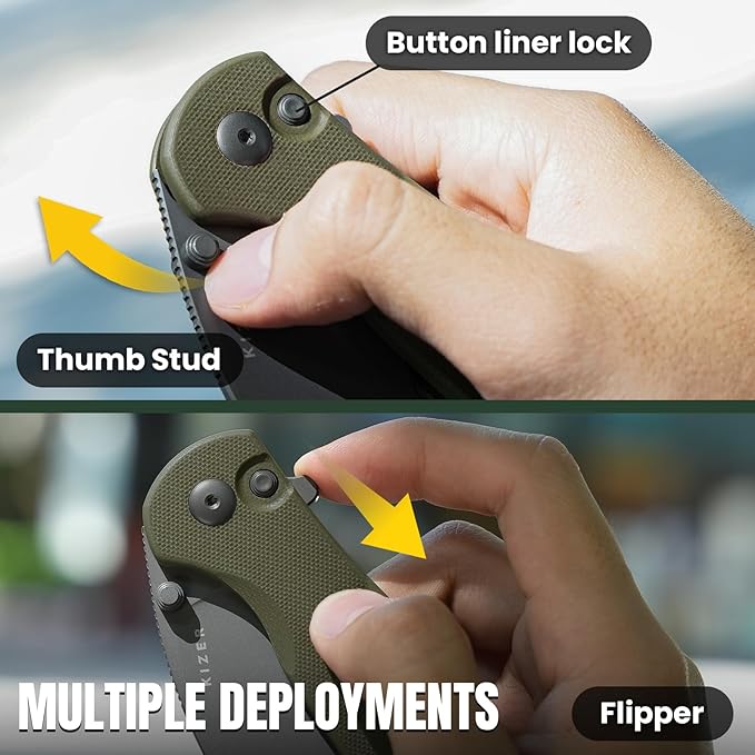 Kizer Mini Grouper Folding Pocket Knife, 3.16??D2 Blade G10 Handle Camping Folding Knife, Button