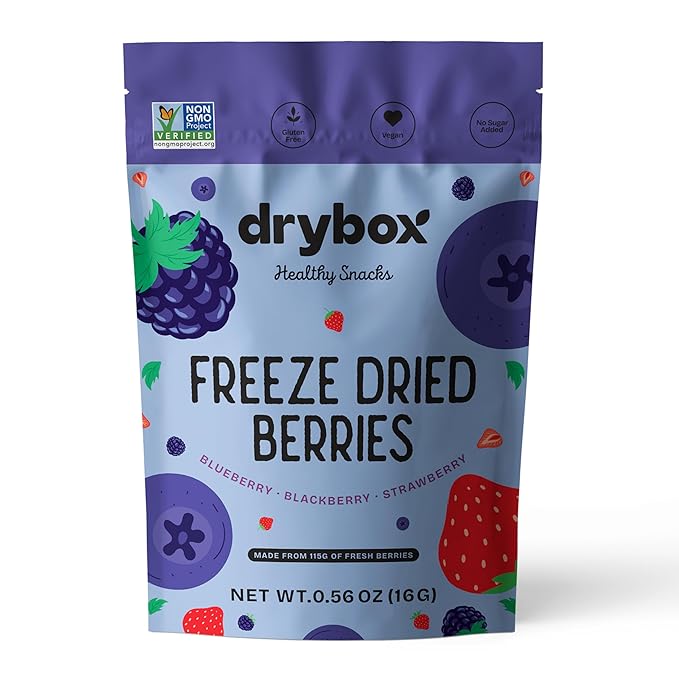 Drybox Freeze Dried Mixed Berries | 100% Natural Fruit | Freeze Dried Berry Source | No Sugar &