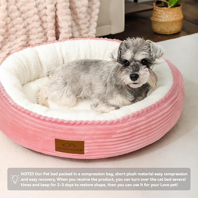 20in Washable Cat Beds for Indoor Cats - Round Donut Pet Bed for Cats, Small Dogs, Puppy, Kitten