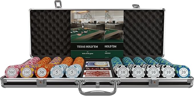 Bullets Poker Set, 2 Plastic Card, Dice, Dealer Button, Manual & Travel Case ??with Case for Texas