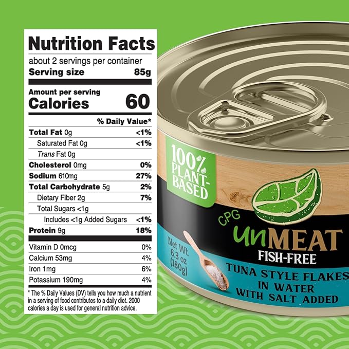 unMEAT Plant Based Tuna Style Flakes | Easy to Prepare Vegan Canned Tuna Flakes in Water, 12 pack
