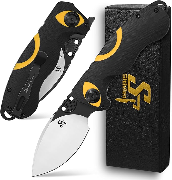 Sitivien ST162 Folding Knife,AUS-10 Steel Blade with G10 Handle Pocket Knife EDC Tool Knife for