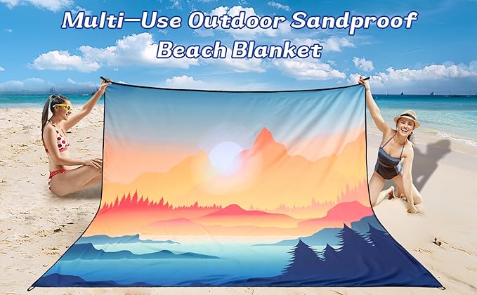Beach Blanket Waterproof Sandproof Beach Mat 79" X 83"/10'x9'for 2-8 Adults Quick Drying Outdoor
