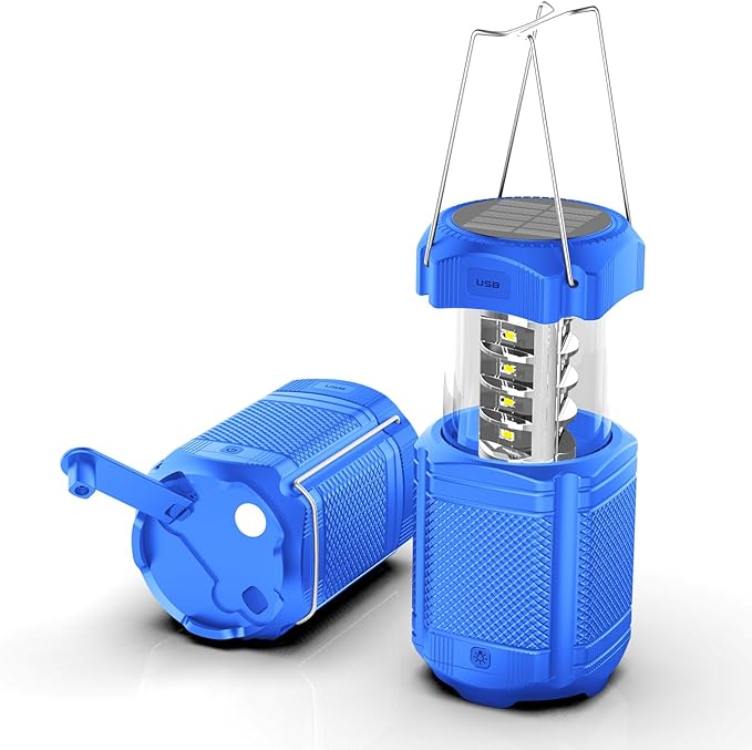 Camping Lantern 5000mAh Solar Hand Crank Telescopic LED Flashlight USB Charger for Power Outages