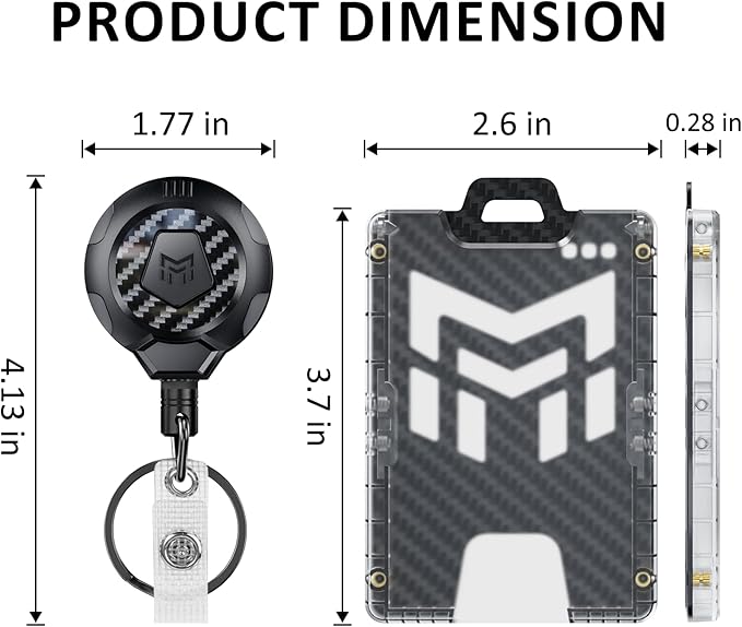 MNGARISTA Retractable Badge Holder, Heavy Duty Badge Reel Keychain with Belt Clip, 3K Carbon Fiber