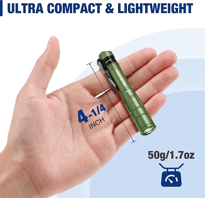 WORKPRO Rechargeable Pen Light, Mini Flashlight, 2 Pack Ultra-Compact EDC Flashlight, Pocket