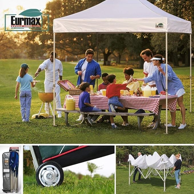 Eurmax USA 8'x8' Pop-up Canopy Tent Commercial Instant Canopies with 4 Removable Zipper End Side