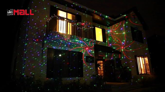 LedMall Motion 8 Patterns in 1 Red, Green, and Blue Outdoor Christmas Laser Lights Projector with