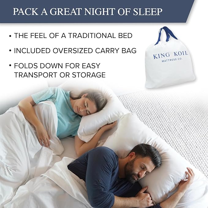 King Koil Luxury Queen Air Mattress with Built-in Pillow & Ultra-Fast Built-in High-Speed Pump