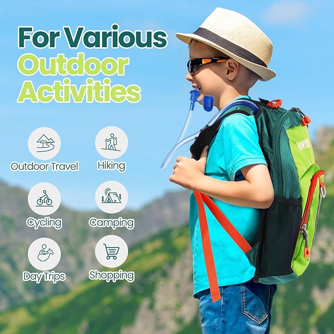2 Pcs Kids Hydration Backpack with 1.5l Water Bladder Lightweight Kids Hiking Backpack Water