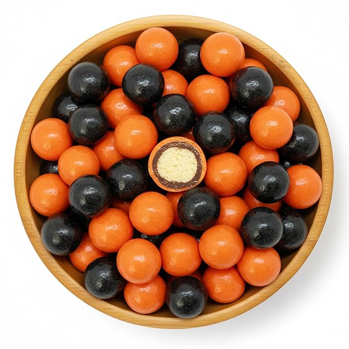 NY Spice Shop Orange & Black Dark Chocolate Malt Balls - 8 Ounce Malted Milk Ball Candy Gifts