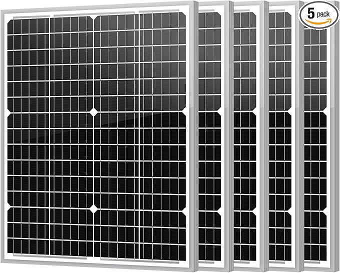 Newpowa 5 Pack Solar Panels 35W 24V 10BB High-Efficiency Monocrystalline Solar Panels Charges 24V