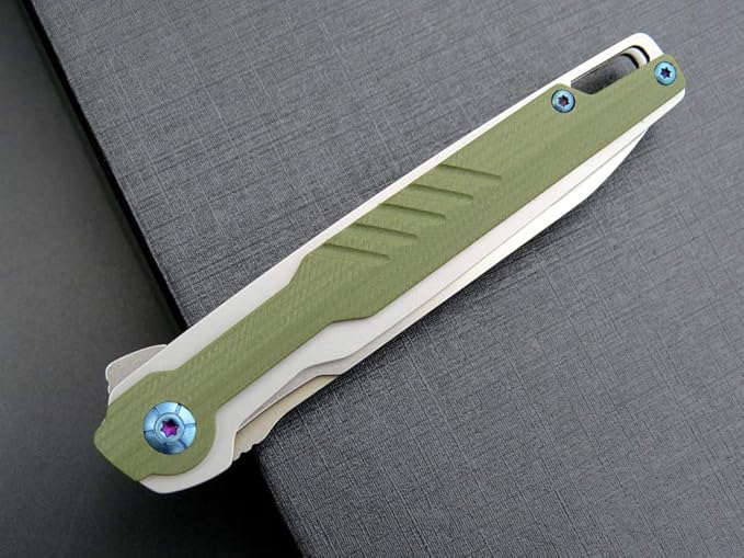 Eafengrow EF942 EDC Folding Knife, D2 Steel Blade Titanium Plating & G10 Handle,Pocket Clip with