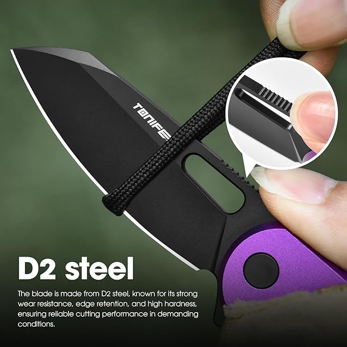 TONIFE Galaxy Mini Folding Knife with D2 Steel Blade and Aluminum Handle, EDC Pocket Tool for