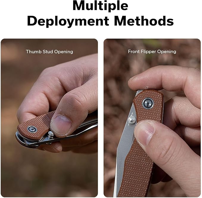 CIVIVI Clingman EDC Pocket Folding Knife with Titanium Reversible Clip, 2.99" Nitro-V Blade Micarta