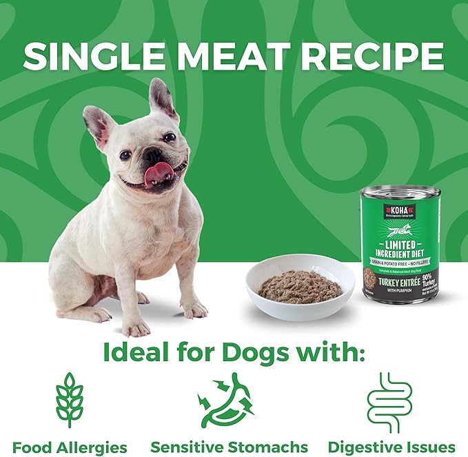 KOHA Limited Ingredient Diet Turkey Entrée for Dogs - Grain Free Wet Dog Food with No Fillers