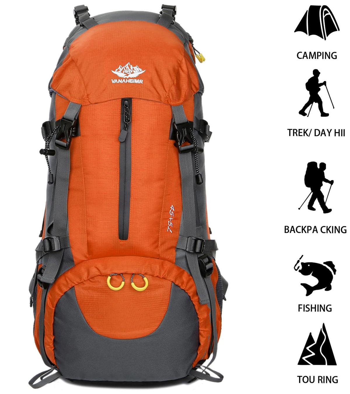 Esup Hiking Backpack - 50L, 45l, 5l, Orange - product view 2