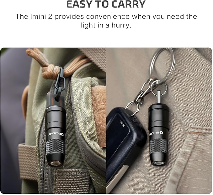 OLIGHT IMINI 2 EDC Rechargeable Keychain Flashlight 2 Pack, 50 Lumens Compact and Portable Mini LED