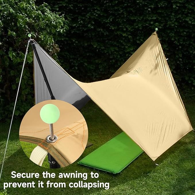 SANLIKE Tarp Pole Tip Cover 10PCS Luminous Tip Cap Ball for Camping Tent Poles, TPR Insulation