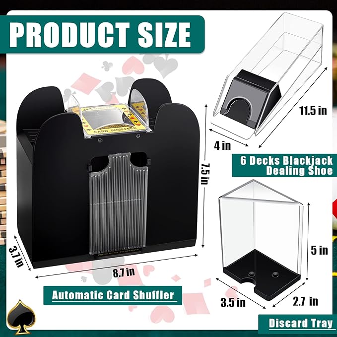 Aoriher Blackjack Game Combo Set Including Blackjack 6 Deck Automatic Card Shuffler 6 Shoe and 6