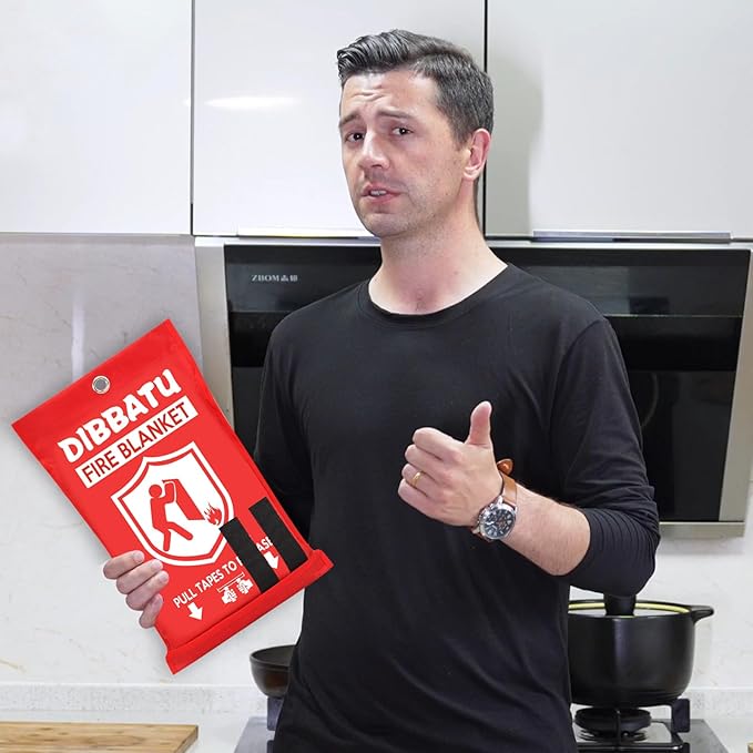 DIBBATU Fire Blanket for Home and Kitchen, Fire Blankets Emergency for Home, Emergency Fire