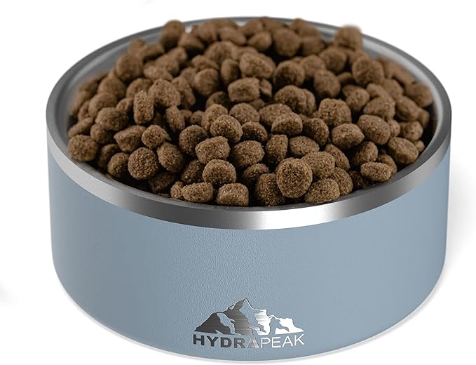 Hydrapeak Dog Bowl; Non Slip Stainless Steel; Water and Food Dish; Large Sized and Small Dogs; 32oz