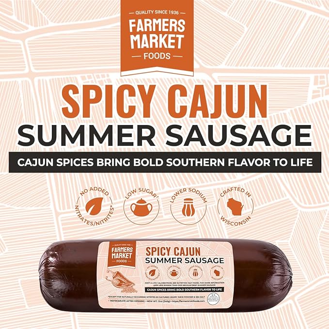 Farmers Market, Gluten Free, Keto, Paleo, Low Sodium, Zero Sugar, Summer Sausage Gift Set, 2-Pack