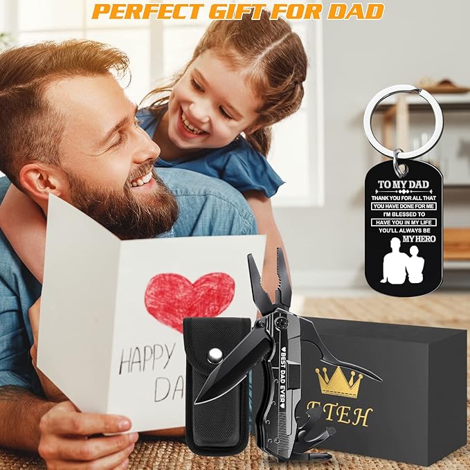 Gifts for Dad from Daughter Son,Multitool Pocket Knife "BEST DAD EVER",Christmas Birthday Fathers