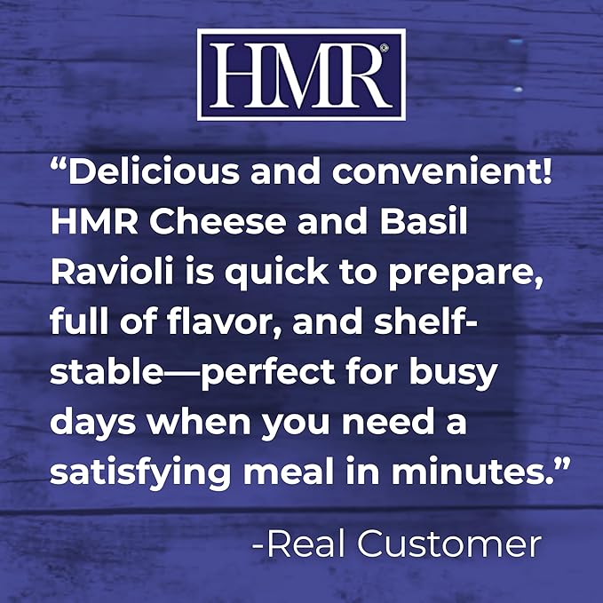 HMR Cheese and Basil Ravioli Entrée | Pre-packaged Lunch or Dinner | Ready to Eat | Vegetarian |