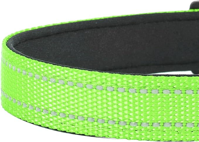 Reflective Dog Collar, Adjustable Soft Neoprene Padded Nylon Pet Collars with Buckle for Small