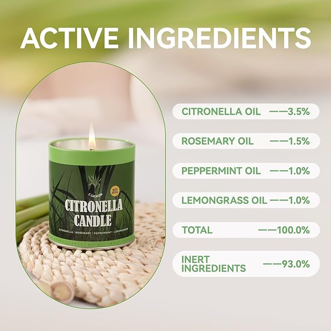 36oz Citronella Candles Outdoor Set, 4Pack Jar Candle for Patio Camping Backyard Picnic, Scented