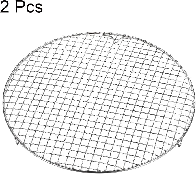 HARFINGTON 2pcs Round Cooking Rack 13-inch 201 Stainless Steel Cross Wire Barbecue Grill Net with