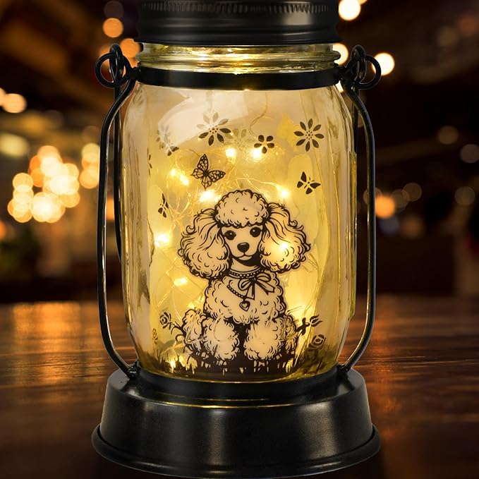 Poodle Gifts for Women/Men, Poodle Solar Lanterns Dog Mom Birthday, Dog Lovers Lantern, Pet Loss