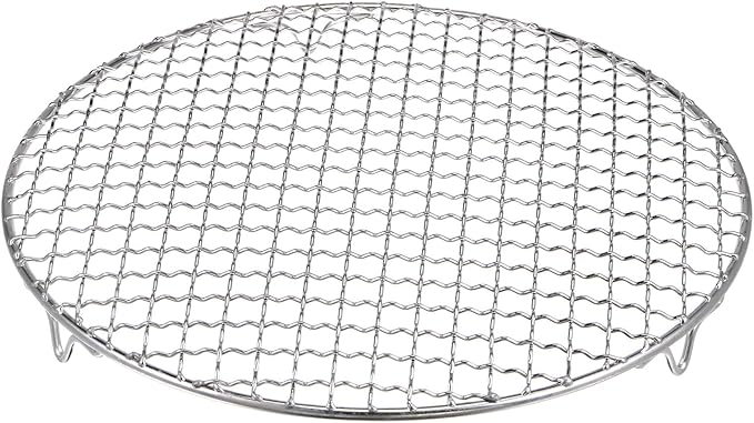HARFINGTON Round Cooking Rack 10.6-inch 201 Stainless Steel Cross Wire Barbecue Grill Net with 20mm
