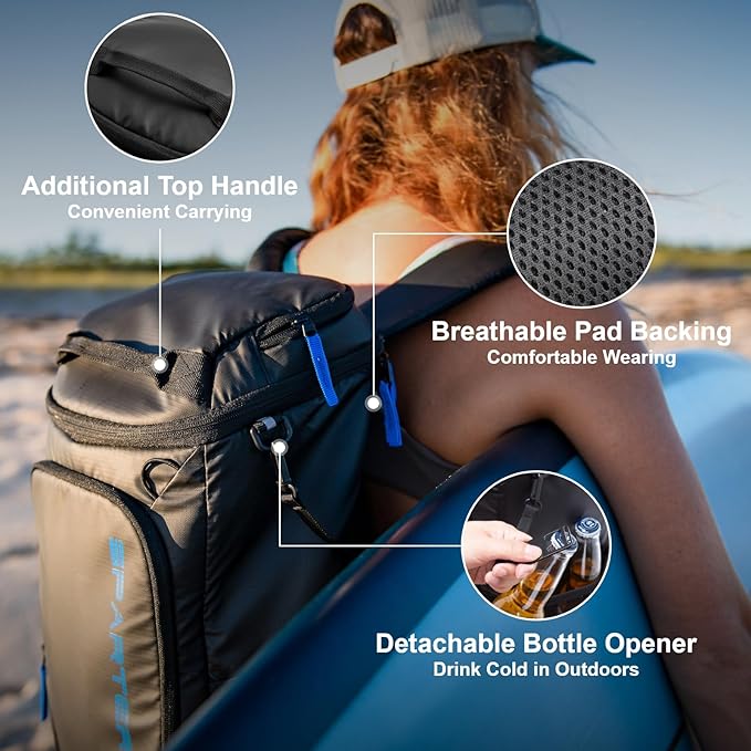 SPARTER Backpack Cooler Insulated Leak Proof 33/49 Cans, 2 Insulated Compartments Thermal Bag
