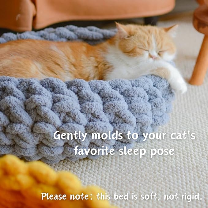 Cat Nest Bed ??Premium Handwoven Washable Extra Soft Round Cave House Furniture for Indoor Kitten
