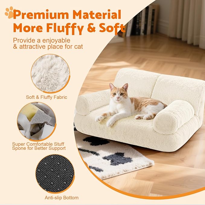 Gimars Upgrade Large Cat Bed for Indoor Cats -Added 10% More Stuff Sponge, Orthopedic Pet Couch
