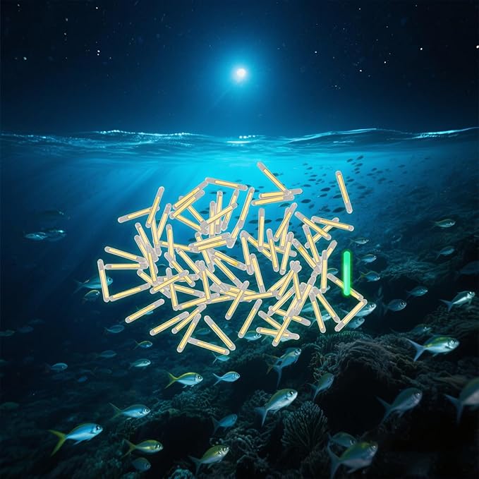 50PCS Small Fishing Float Light Sticks, Fluorescent Dark Glow Stick for Night Fishing, Yellow