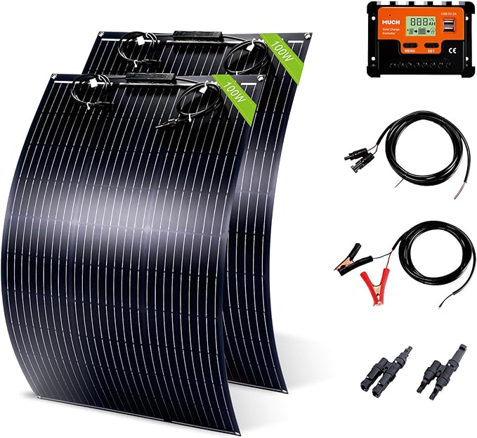 200W Flexible Solar Panel Kit Lightweight Monocrystalline Ultra-Flexible Bendable Mono Off-Grid